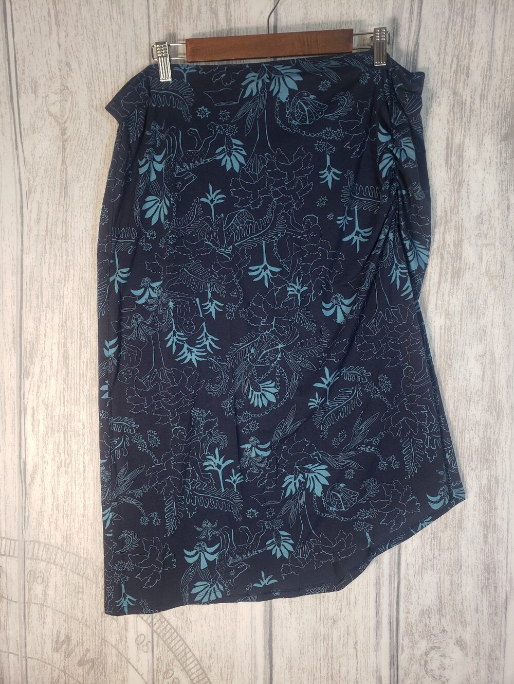 Patagonia Women's Dream Song Skirt Ruched Side Org Cotton Tencil Sz XL B32